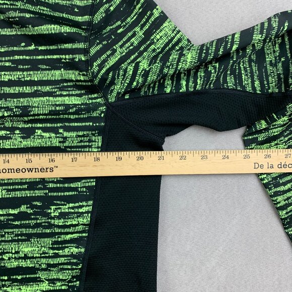 Nike Pro Combat Men Shirt Large Fitted Green Black Striped Hyperwarm Dri-Fit Max - Picture 5 of 10